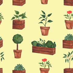 pattern of flowers in pots