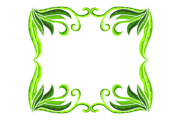 Fototapeta na wymiar Green flora ornament frame decoration