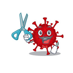 Cool Barber betacoronavirus mascot in design style