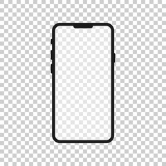 Smartphone blank screen icon in flat style. Mobile phone vector illustration on white isolated background. Telephone business concept.
