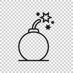 Bomb icon in flat style. Dynamite vector illustration on white isolated background. C4 tnt business concept.