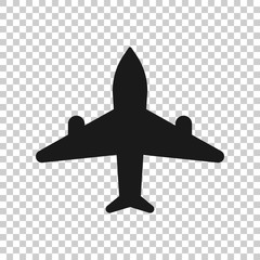 Plane icon in flat style. Airplane vector illustration on white isolated background. Flight airliner business concept.