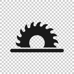 Saw blade icon in flat style. Circular machine vector illustration on white isolated background. Rotary disc business concept.