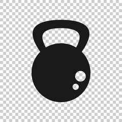Kettlebell icon in flat style. Barbell sport equipment vector illustration on white isolated background. Dumbbell business concept.