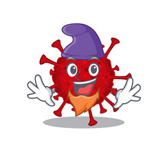 Cute and funny betacoronavirus cartoon character dressed as an Elf