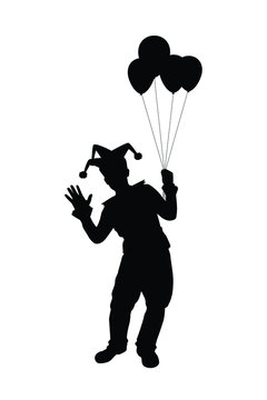 recommend clip art: Joker with balloons silhouette vector