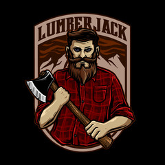 vector of lumberjack man with axe illustration