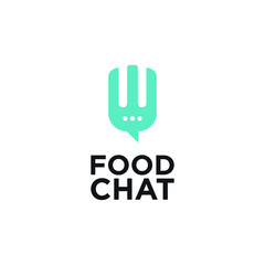 chat logo with food vector illustration designs 