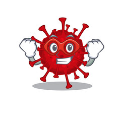 A picture of betacoronavirus in a Super hero cartoon character