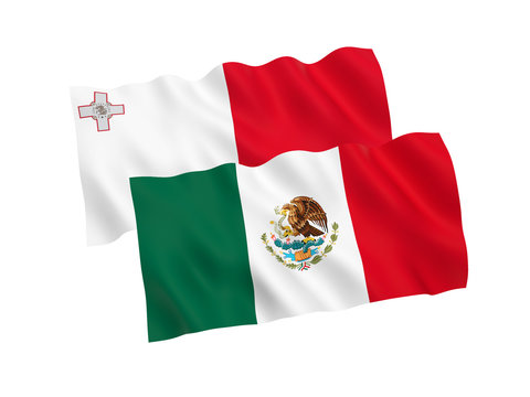 Flags of Mexico and Malta on a white background