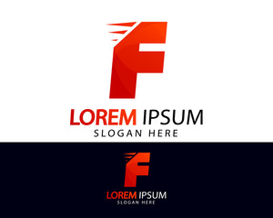 Creative letter F fast logo design. Vector template