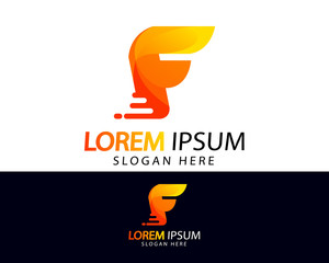 Creative letter F fast logo design. Vector template
