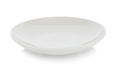 Empty white plate on white background
