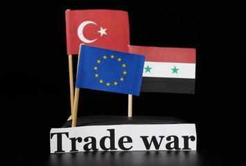 Immigration crisis between Europe union Syria, Turkey. Trade war. Peacekeeping at freezing point. Clash of two cultures. Christianity and Islam.