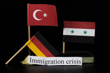Immigration crisis between Turkey and Syria, Germany. Immigration is new global problem between states from Third World to advanced lands. Clash of two cultures. Powerful against poor. Asie vs Europe