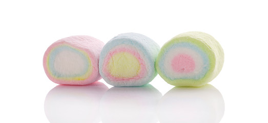 colorful marshmallows candy an isolated on white background
