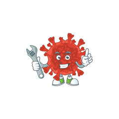 mascot design concept of red corona virus mechanic