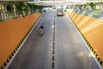 Concrete road ramp parking car garage, way up and down to car park