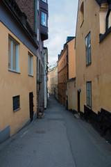 coloured houses in old European town 