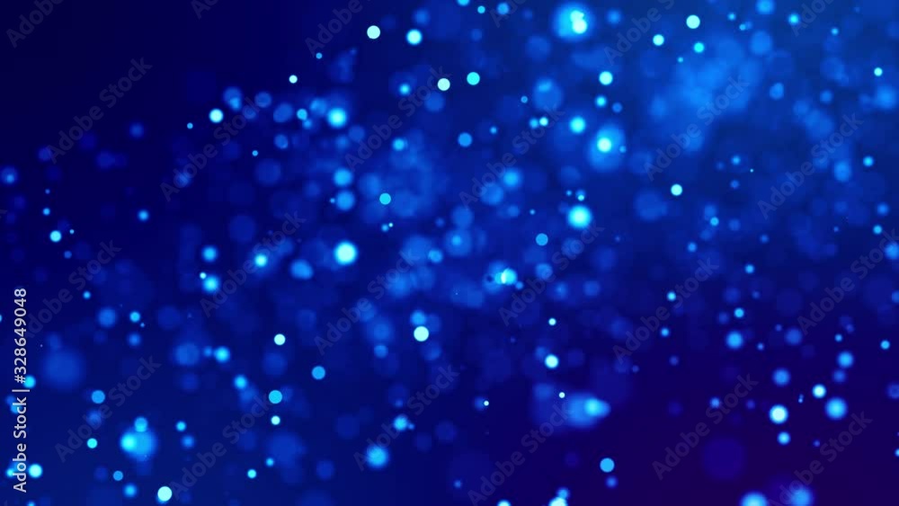 Poster magic blue glowing particles flow in viscous liquid and bright glisten. science fiction. 4k 3d sci-f