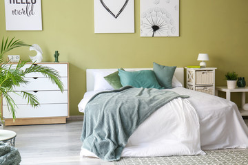 Interior of beautiful modern bedroom
