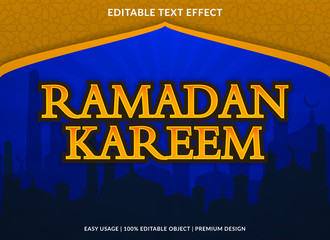 ramadan kareem text effect template with 3d type style and retro concept use for brand label and logotype sticker 