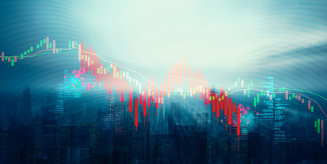 Financial stock graph has down from virus corona outbreak. © dodotone