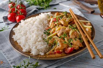 Hot red curry and rice