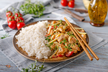 Hot red curry and rice