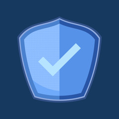 Check mark shield vector icon flat design