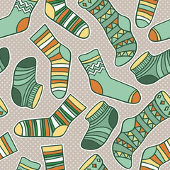 Vector seamless abstract pattern with socks