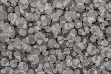 Dark background from translucent circles of light gray and white. Bokeh, vector illustration, monochrome.