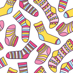 Vector seamless abstract pattern with socks