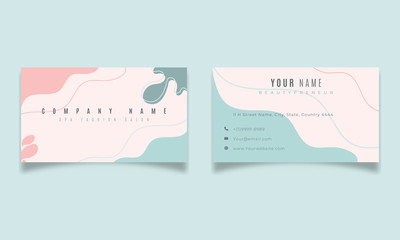 Beauty blue pink minimalist business card design