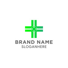 Obraz premium medical cross tech logo design vector
