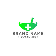 bowl herbal medical cross logo design vector
