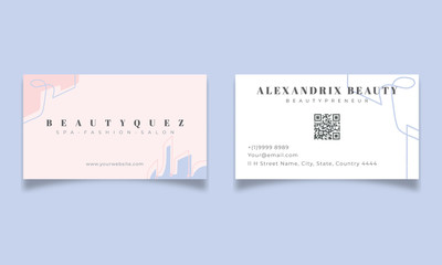 Beauty blue pink city fashion corner Business card template