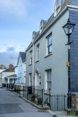 Typical street in Fowey in Cornwall