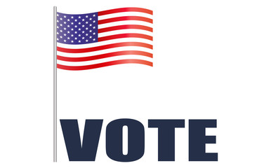 Bandera de Estados unidos con la palabra vota.