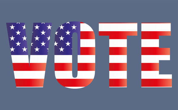 Texto de vota con la bandera de Estados Unidos.