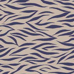 Striped pattern. Сurved lines with rough texture. Simple seamless ornament. Animal zebra tiger print.