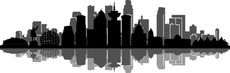 Obraz premium Vancouver City Skyline Silhouette Cityscape Vector