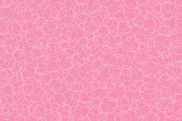 Pink background, light contours of circles of different sizes. Vector illustration.