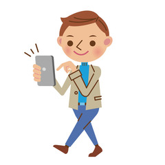 歩きスマホをする私服の男性
