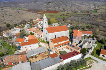 An aerial shot of Mutvoran, Istria, Croatia