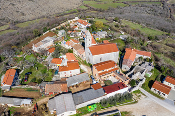An aerial shot of Mutvoran, Istria, Croatia