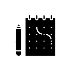 Sketching pad black icon, concept illustration, vector flat symbol, glyph sign.