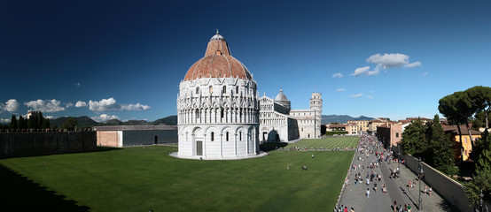 Sunset view of The Square of Miracles (Campo dei Miracoli) with Baptistery, Cathedral and Leaning...