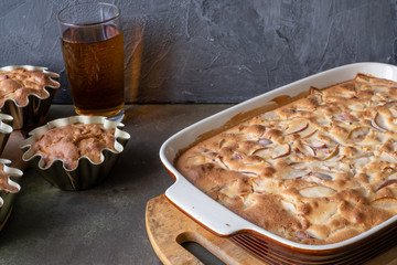 Delicious Apple pie. concept-autumn harvest cooking Apple dishes, pies, ealthy food concept.