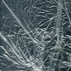 crumpled polyethylene texture on a dark background